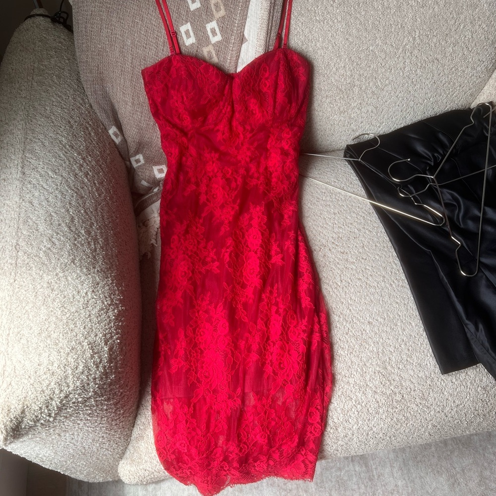 Elegant Red Lace Dress